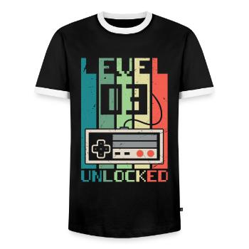 Niveau 3 débloqué - T-shirt contrasté Homme - noir/blanc - Devant - AI Model Female 172 light (172cm) & AI Model Male 178 light (178cm)