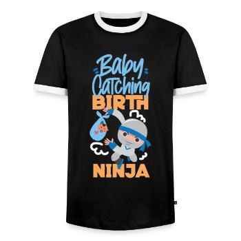 LD Labour And Delivery Nurse - Men's Ringer Shirt - black/white - Front - AI Model Female 172 light (172cm) & AI Model Male 178 light (178cm)