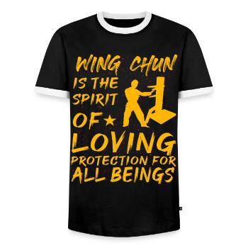 Wing Chun ist der Geist des liebevollen Schutzes für - Männer Kontrast-T-Shirt - Schwarz/Weiß - Vorne - AI Model Female 172 light (172cm) & AI Model Male 178 light (178cm)