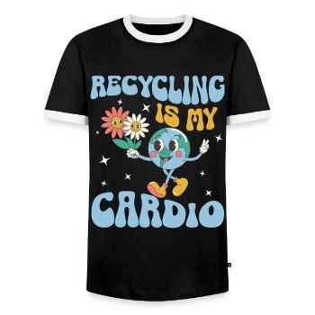 Erde Tag Groovy Hippie 70s Retro Retro - Männer Kontrast-T-Shirt - Schwarz/Weiß - Vorne - AI Model Female 172 light (172cm) & AI Model Male 178 light (178cm)