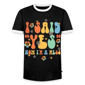 Engagierte Freunden Verlobungsbraut - Männer Kontrast-T-Shirt - Schwarz/Weiß - Vorne - AI Model Female 172 light (172cm) & AI Model Male 178 light (178cm)