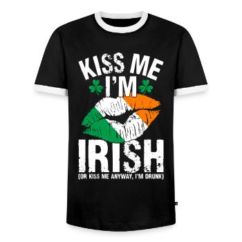 Fête de la Saint-Patrick amusante - T-shirt contrasté Homme - noir/blanc - Devant - AI Model Female 172 light (172cm) & AI Model Male 178 light (178cm)
