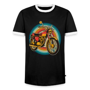 Moto Motard Motard - T-shirt contrasté Homme - noir/blanc - Devant - AI Model Female 172 light (172cm) & AI Model Male 178 light (178cm)