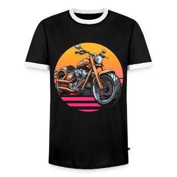 Moto Motard Motard - T-shirt contrasté Homme - noir/blanc - Devant - AI Model Female 172 light (172cm) & AI Model Male 178 light (178cm)