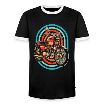 Motorrad Biker Motorbike - Männer Kontrast-T-Shirt - Schwarz/Weiß - Vorne - AI Model Female 172 light (172cm) & AI Model Male 178 light (178cm)