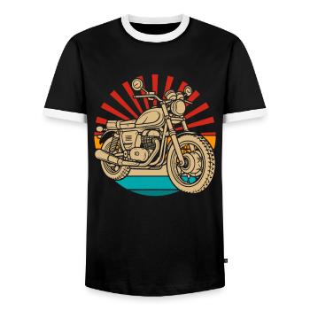 Moto Motard Motard - T-shirt contrasté Homme - noir/blanc - Devant - AI Model Female 172 light (172cm) & AI Model Male 178 light (178cm)