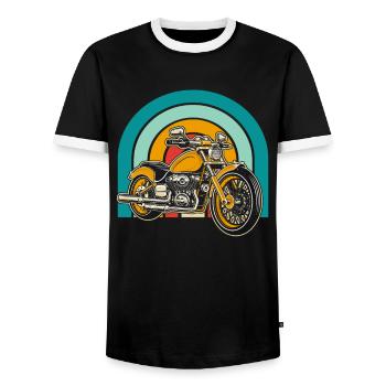 Motorrad Biker Motorbike - Männer Kontrast-T-Shirt - Schwarz/Weiß - Vorne - AI Model Female 172 light (172cm) & AI Model Male 178 light (178cm)