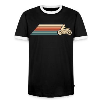 Motorrad Biker Motorbike - Männer Kontrast-T-Shirt - Schwarz/Weiß - Vorne - AI Model Female 172 light (172cm) & AI Model Male 178 light (178cm)