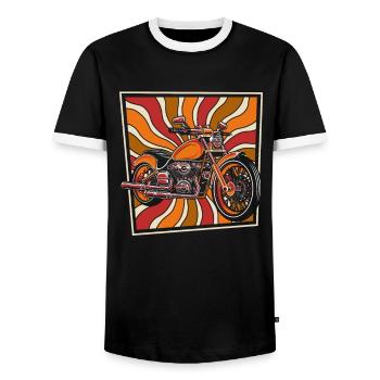 Motorrad Biker Motorbike - Männer Kontrast-T-Shirt - Schwarz/Weiß - Vorne - AI Model Female 172 light (172cm) & AI Model Male 178 light (178cm)
