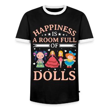 Sammlerpuppe Porzellanpuppe Puppe - Männer Kontrast-T-Shirt - Schwarz/Weiß - Vorne - AI Model Female 172 light (172cm) & AI Model Male 178 light (178cm)