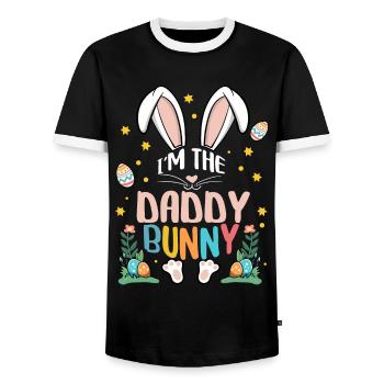 Je suis le papa lapin - T-shirt contrasté Homme - noir/blanc - Devant - AI Model Female 172 light (172cm) & AI Model Male 178 light (178cm)