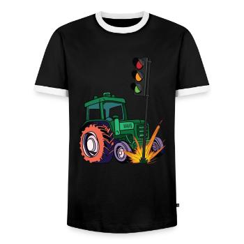 Il faut que les feux tricolores disparaissent ! Feu tricolore pour tracteurs béliers - T-shirt contrasté Homme - noir/blanc - Devant - AI Model Female 172 light (172cm) & AI Model Male 178 light (178cm)
