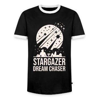 Sternengucker Astronomie Sternenbeobachtung - Männer Kontrast-T-Shirt - Schwarz/Weiß - Vorne - AI Model Female 172 light (172cm) & AI Model Male 178 light (178cm)