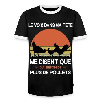 Papys Poules Humour Mamans Poules - T-shirt contrasté Homme - noir/blanc - Devant - AI Model Female 172 light (172cm) & AI Model Male 178 light (178cm)