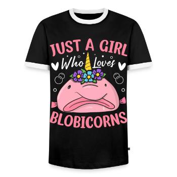Lustiger Blobfisch Meerestier - Männer Kontrast-T-Shirt - Schwarz/Weiß - Vorne - AI Model Female 172 light (172cm) & AI Model Male 178 light (178cm)