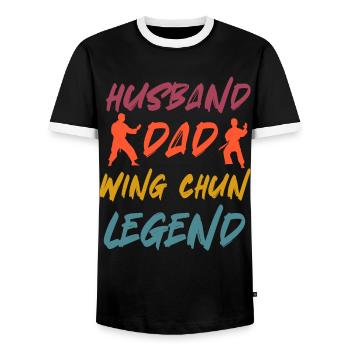 Ehemann Papa Wing Chun Legende - Männer Kontrast-T-Shirt - Schwarz/Weiß - Vorne - AI Model Female 172 light (172cm) & AI Model Male 178 light (178cm)