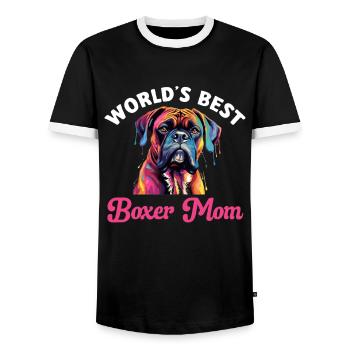 Boxer Dog Breed Pet - Meilleure maman Boxer du monde - T-shirt contrasté Homme - noir/blanc - Devant - AI Model Female 172 light (172cm) & AI Model Male 178 light (178cm)