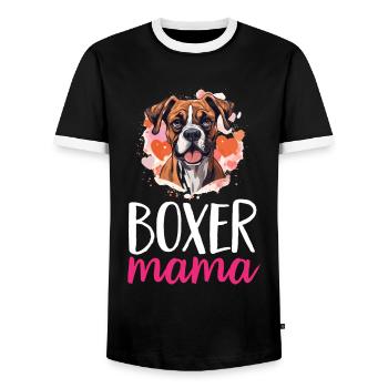 Boxer Dog Breed Pet - Boxer Mom - Men's Ringer Shirt - black/white - Front - AI Model Female 172 light (172cm) & AI Model Male 178 light (178cm)