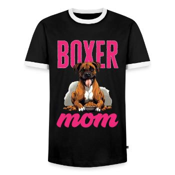 Boxer Dog Breed Pet - Boxer Mom - Men's Ringer Shirt - black/white - Front - AI Model Female 172 light (172cm) & AI Model Male 178 light (178cm)