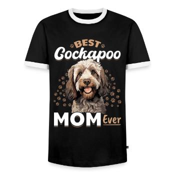 Cockapoo Dog Breed Pet Best Cockapoo Mom ever - Men's Ringer Shirt - black/white - Front - AI Model Female 172 light (172cm) & AI Model Male 178 light (178cm)