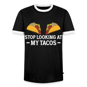Lustiger Taco Mexikaner Fiesta Cinco De Mayo - Männer Kontrast-T-Shirt - Schwarz/Weiß - Vorne - AI Model Female 172 light (172cm) & AI Model Male 178 light (178cm)