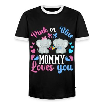Pink Or Blue Mama Loves You Sex - Men's Ringer Shirt - black/white - Front - AI Model Female 172 light (172cm) & AI Model Male 178 light (178cm)