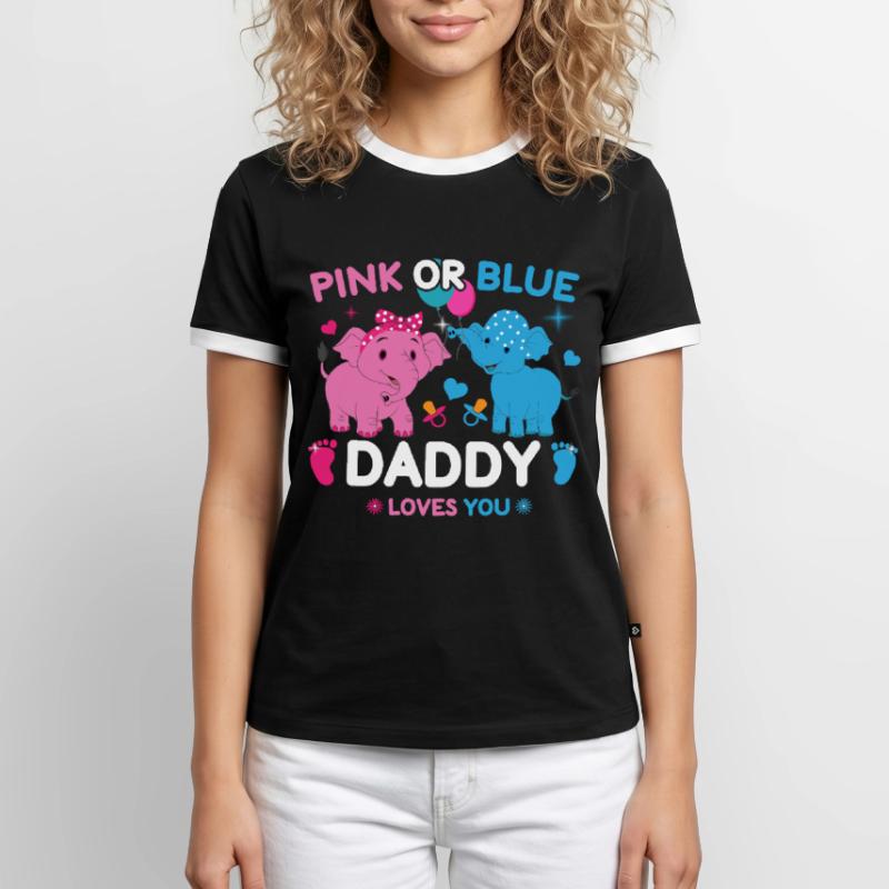 Pink Oder Blue Daddy Liebt Dich Geschlecht Männer Kontrast-T-Shirt