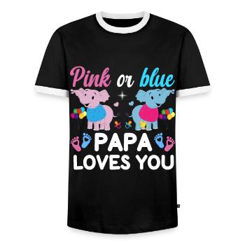 Papa rose ou bleu t'aime le sexe - T-shirt contrasté Homme - noir/blanc - Devant - AI Model Female 172 light (172cm) & AI Model Male 178 light (178cm)