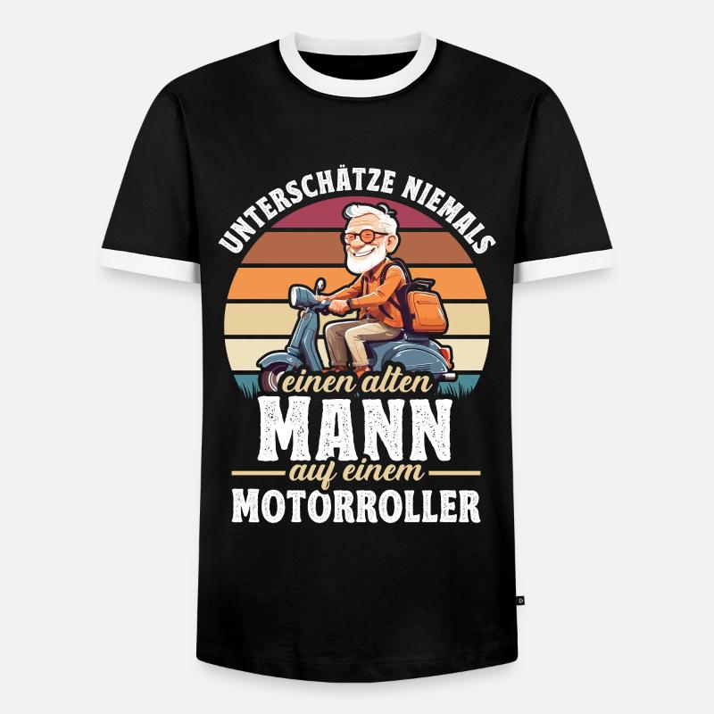 Motorroller Motorroller-Fahrer Rollerfahrer - Männer Kontrast-T-Shirt - Schwarz/Weiß