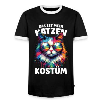 Katzen Kostüm Fasching Karneval Fasnacht - Männer Kontrast-T-Shirt - Schwarz/Weiß - Vorne - AI Model Female 172 light (172cm) & AI Model Male 178 light (178cm)