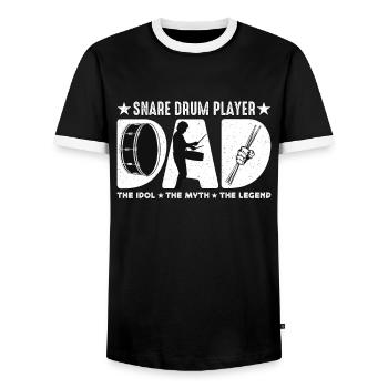 Snare Drum Player Dad The Idol The Myth Drummer - Men's Ringer Shirt - black/white - Front - AI Model Female 172 light (172cm) & AI Model Male 178 light (178cm)