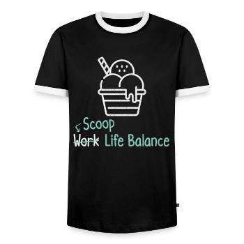 Scoop Work Life Balance – Ice Cream Holidays - Men's Ringer Shirt - black/white - Front - AI Model Female 172 light (172cm) & AI Model Male 178 light (178cm)