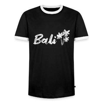 Bali - Männer Kontrast-T-Shirt - Schwarz/Weiß - Vorne - AI Model Female 172 light (172cm) & AI Model Male 178 light (178cm)