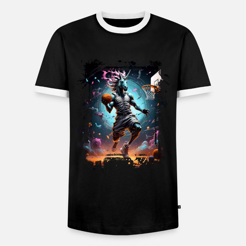Basketball Einhorn Graffiti Splash - Männer Kontrast-T-Shirt - Schwarz/Weiß