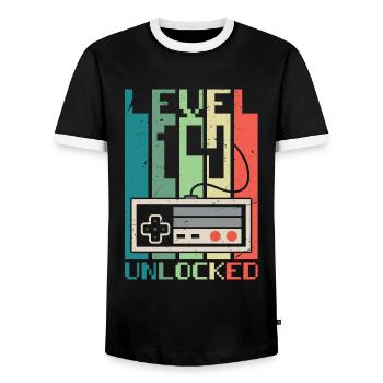 Niveau 14 débloqué - T-shirt contrasté Homme - noir/blanc - Devant - AI Model Female 172 light (172cm) & AI Model Male 178 light (178cm)
