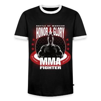 MMA Fighter Fight Martial Arts Training Gift - Men's Ringer Shirt - black/white - Front - AI Model Female 172 light (172cm) & AI Model Male 178 light (178cm)
