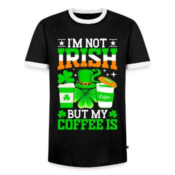 Irischer Kaffee St. Patricks Day - Männer Kontrast-T-Shirt - Schwarz/Weiß - Vorne - AI Model Female 172 light (172cm) & AI Model Male 178 light (178cm)