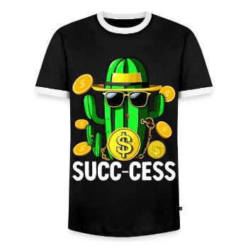 Funny Succulent Cactus - Men's Ringer Shirt - black/white - Front - AI Model Female 172 light (172cm) & AI Model Male 178 light (178cm)