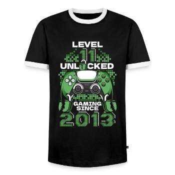 Jeux 11e anniversaire 11 ans de jeu - T-shirt contrasté Homme - noir/blanc - Devant - AI Model Female 172 light (172cm) & AI Model Male 178 light (178cm)