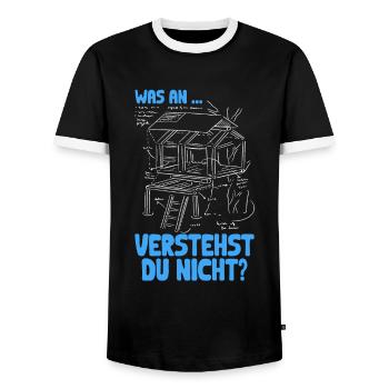 Was an.. verstehst du nicht? Humorvolle Weisheiten - Männer Kontrast-T-Shirt - Schwarz/Weiß - Vorne - AI Model Female 172 light (172cm) & AI Model Male 178 light (178cm)