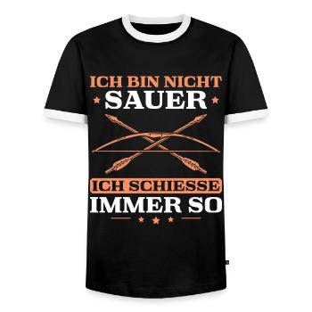 Bogenschießen Ich schieße immer so Bogensport - Männer Kontrast-T-Shirt - Schwarz/Weiß - Vorne - AI Model Female 172 light (172cm) & AI Model Male 178 light (178cm)