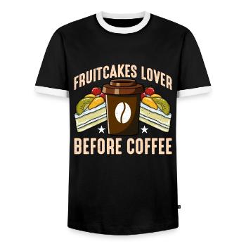 Amateur de gâteaux aux fruits avant la préparation du café Amateur de café - T-shirt contrasté Homme - noir/blanc - Devant - AI Model Female 172 light (172cm) & AI Model Male 178 light (178cm)