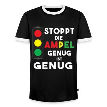 Stop the traffic lights - enough is enough - Men's Ringer Shirt - black/white - Front - AI Model Female 172 light (172cm) & AI Model Male 178 light (178cm)