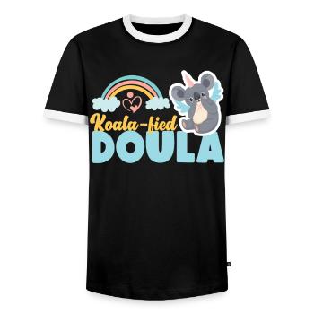 Doula Birth Worker Koala - Men's Ringer Shirt - black/white - Front - AI Model Female 172 light (172cm) & AI Model Male 178 light (178cm)
