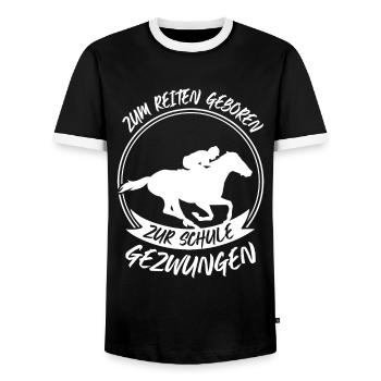 Zum reiten geboren zur schule gezwungen - Männer Kontrast-T-Shirt - Schwarz/Weiß - Vorne - AI Model Female 172 light (172cm) & AI Model Male 178 light (178cm)