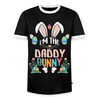 Je suis le papa lapin - T-shirt contrasté Homme - noir/blanc - Devant - AI Model Female 172 light (172cm) & AI Model Male 178 light (178cm)