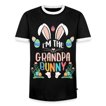 I'm The Grandpa Bunny - Men's Ringer Shirt - black/white - Front - AI Model Female 172 light (172cm) & AI Model Male 178 light (178cm)