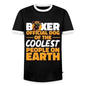 Boxer Dog Breed Pet - Boxer Chien Officiel - T-shirt contrasté Homme - noir/blanc - Devant - AI Model Female 172 light (172cm) & AI Model Male 178 light (178cm)