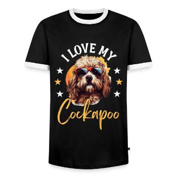 Cockapoo Dog Breed Pet I Love my Cockapoo - Men's Ringer Shirt - black/white - Front - AI Model Female 172 light (172cm) & AI Model Male 178 light (178cm)