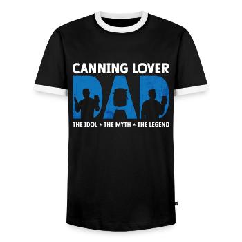 Canning Lover Dad The Idol The Myth Homesteader - Men's Ringer Shirt - black/white - Front - AI Model Female 172 light (172cm) & AI Model Male 178 light (178cm)